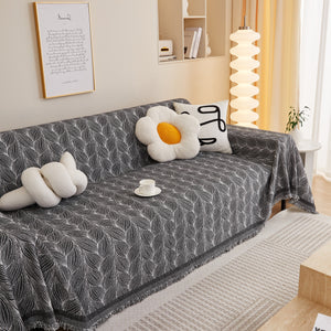 Leaf Universal Furniture Protector Chenille Couch Cover, Large Couch Cover Blanket for Couch Sofa