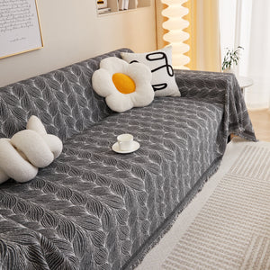 Leaf Universal Furniture Protector Chenille Couch Cover, Large Couch Cover Blanket for Couch Sofa