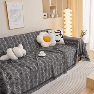 Leaf Universal Furniture Protector Chenille Couch Cover, Large Couch Cover Blanket for Couch Sofa