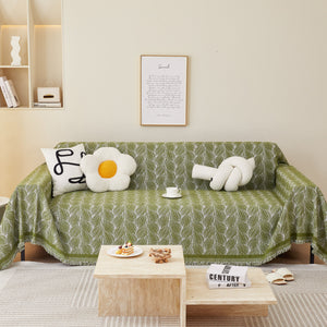 Leaf Universal Furniture Protector Chenille Couch Cover, Large Couch Cover Blanket for Couch Sofa