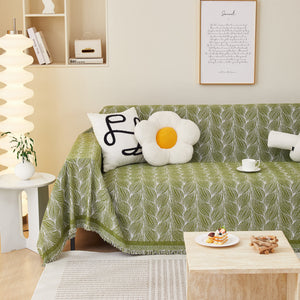 Leaf Universal Furniture Protector Chenille Couch Cover, Large Couch Cover Blanket for Couch Sofa