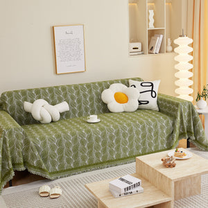 Leaf Universal Furniture Protector Chenille Couch Cover, Large Couch Cover Blanket for Couch Sofa
