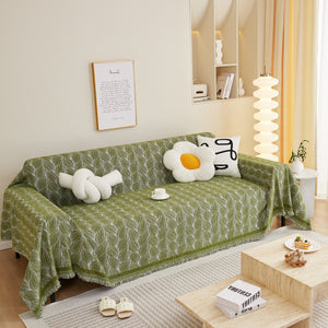 Leaf Universal Furniture Protector Chenille Couch Cover, Large Couch Cover Blanket for Couch Sofa