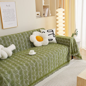 Leaf Universal Furniture Protector Chenille Couch Cover, Large Couch Cover Blanket for Couch Sofa