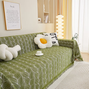 Leaf Universal Furniture Protector Chenille Couch Cover, Large Couch Cover Blanket for Couch Sofa