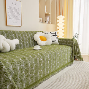 Leaf Universal Furniture Protector Chenille Couch Cover, Large Couch Cover Blanket for Couch Sofa