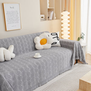 Leaf Universal Furniture Protector Chenille Couch Cover, Large Couch Cover Blanket for Couch Sofa