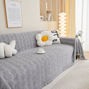Leaf Universal Furniture Protector Chenille Couch Cover, Large Couch Cover Blanket for Couch Sofa