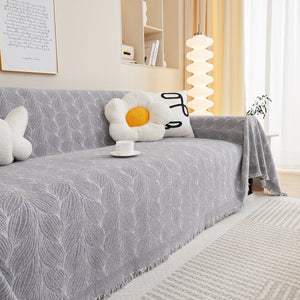 Leaf Universal Furniture Protector Chenille Couch Cover, Large Couch Cover Blanket for Couch Sofa