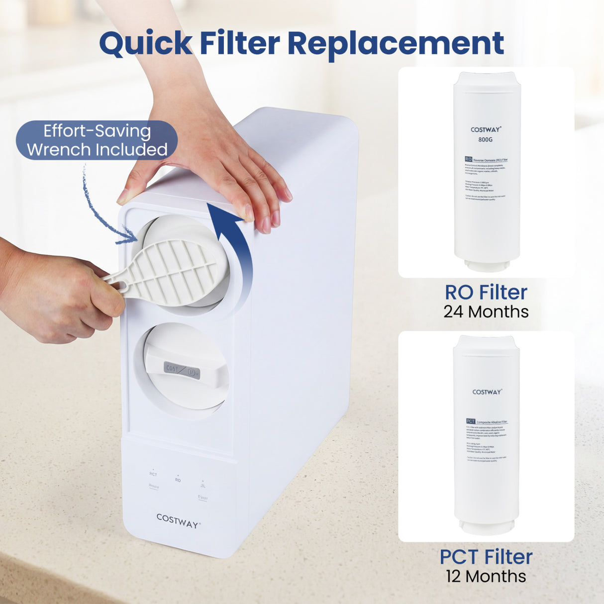 AW-RB05 Alkaline PH+ Reverse Osmosis Water Filter 800 GPD Tankless Under-Sink RO System-Black