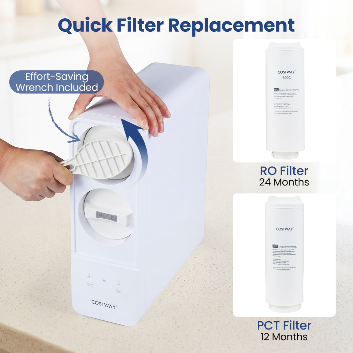 AW-RB05 Alkaline PH+ Reverse Osmosis Water Filter 600 GPD Tankless Under-Sink RO System-Black