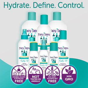 Fairy Tales Curly Q Shampoo & Conditioner Kit for Curly Hair - Hydrates, Detangles, Defines Curls, Tames Frizz -free from Phthalate , Paraben & Sulfate - 3 Travel Size Items 0.33 Fl Oz (Pack of 3) Shampoo + Conditioner + Spray