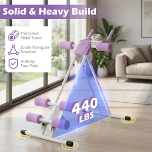 Ab Workout Equipment Foldable Abdominal Trainer Adjustable Ab Machine-White