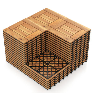 Acacia Wood Interlocking Deck Tiles for Patio Balcony Backyard Porch Poolside-Natural