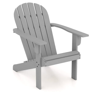 Acacia Wood Lounge Patio Adirondack Chair with Inclined Seat-Gray