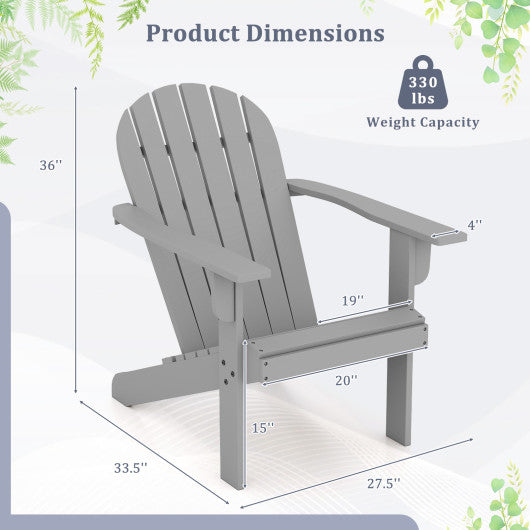 Acacia Wood Lounge Patio Adirondack Chair with Inclined Seat-Gray