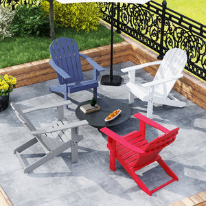 Acacia Wood Lounge Patio Adirondack Chair with Inclined Seat-Red