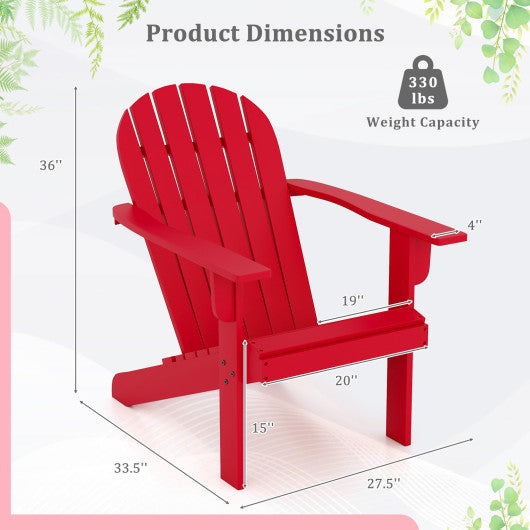 Acacia Wood Lounge Patio Adirondack Chair with Inclined Seat-Red