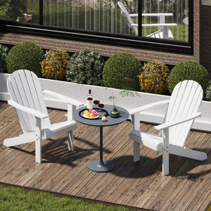 Acacia Wood Lounge Patio Adirondack Chair with Inclined Seat-White