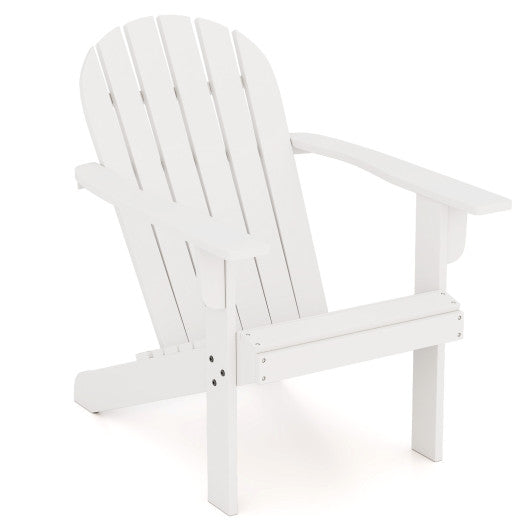Acacia Wood Lounge Patio Adirondack Chair with Inclined Seat-White