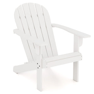 Acacia Wood Lounge Patio Adirondack Chair with Inclined Seat-White