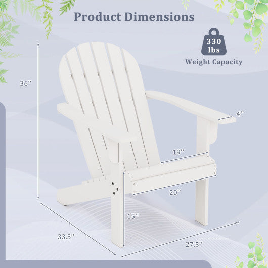 Acacia Wood Lounge Patio Adirondack Chair with Inclined Seat-White