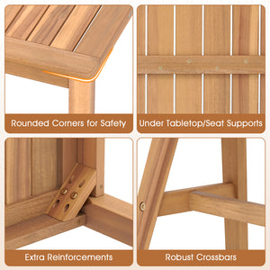 Acacia Wood Outdoor Garden Bench Set of 1/2 with Slatted Seat and 800 lbs Capacity-Set of 1