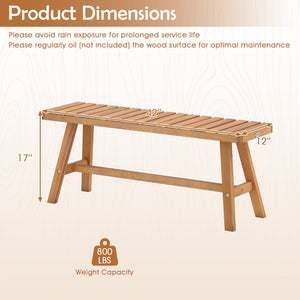 Acacia Wood Outdoor Garden Bench Set of 1/2 with Slatted Seat and 800 lbs Capacity-Set of 1