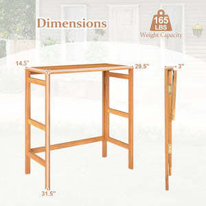 Acacia Wood Outdoor Bar Table with Slatted Tabletop for Balcony