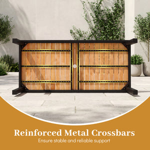 Acacia Wood Outdoor Dining Table with 1.97" Umbrella Hole for 6 People