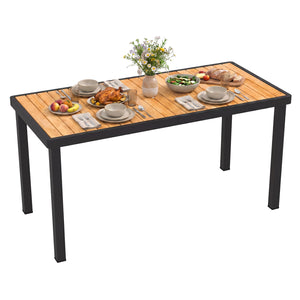 Acacia Wood Outdoor Dining Table with 1.97" Umbrella Hole for 6 People