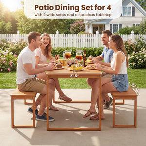 Acacia Wood Outdoor Garden Bench Set of 1/2 with Slatted Seat for Front Porch-Set of 1