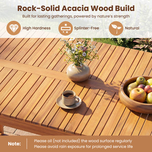 Acacia Wood Outdoor Garden Bench Set of 1/2 with Slatted Seat for Front Porch-Set of 2