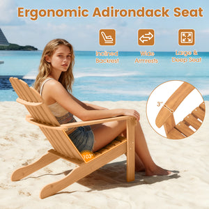 Acacia Wood Outdoor Adirondack Chair with Ergonomic Design-Natural