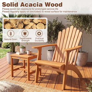 Acacia Wood Outdoor Patio Chair with 400 lbs Weight Capacity-Natural