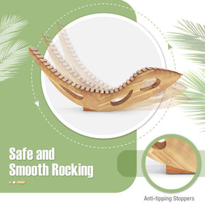 Acacia Wood Patio Rocking Sun Lounger Chaise Lounge with Ergonomic Curved Seat