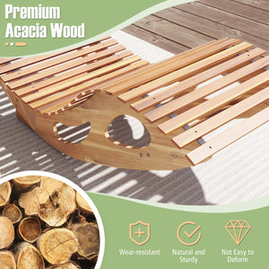 Acacia Wood Patio Rocking Sun Lounger Chaise Lounge with Ergonomic Curved Seat