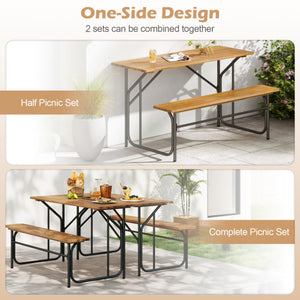 Outdoor Storage Cabinet with Acacia Wood Top and Lockable Wheels