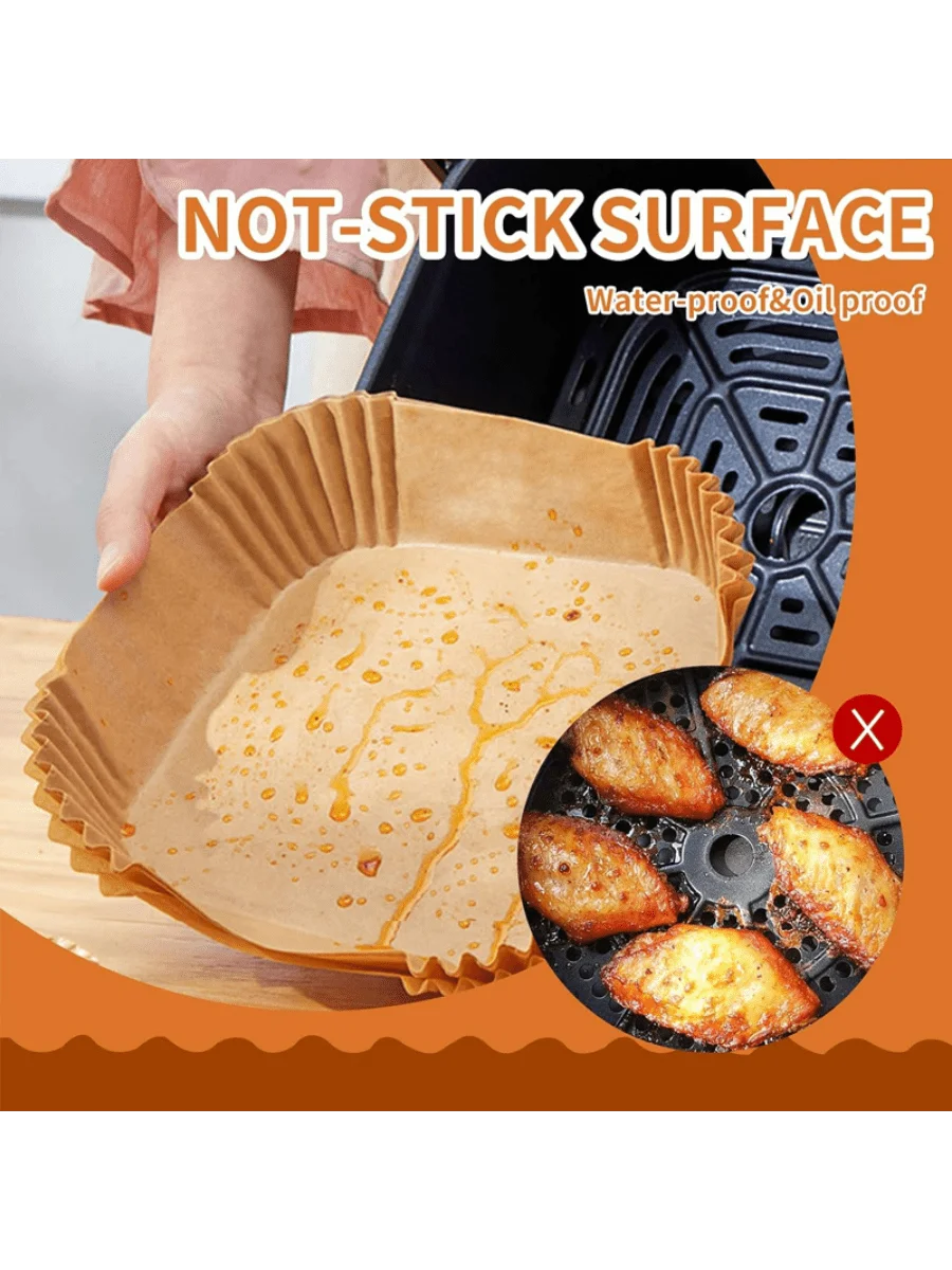 100pcs, Square Disposable Air Fryer Liners (9in), Paper Air Fryer Liner Pots, Paper Basket Bowls, Baking Trays, Oven Acces