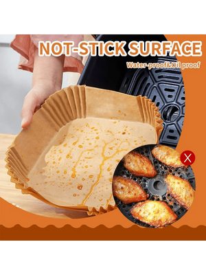 100pcs, Square Disposable Air Fryer Liners (9in), Paper Air Fryer Liner Pots, Paper Basket Bowls, Baking Trays, Oven Acces