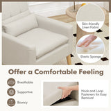 Accent Chair with Lumbar Pillow  Natural Rubber Wood Legs  Padded Cushions-Beige