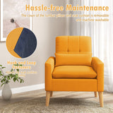 Accent Chair with Lumbar Pillow  Natural Rubber Wood Legs  Padded Cushions-Yellow