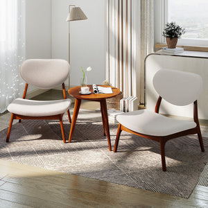 Accent Chairs Set of 2 with Side Table and Solid Wood Frame-Beige