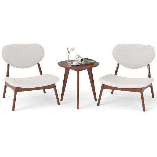 Accent Chairs Set of 2 with Side Table and Solid Wood Frame-Beige