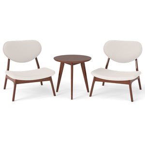 Accent Chairs Set of 2 with Side Table and Solid Wood Frame-Beige