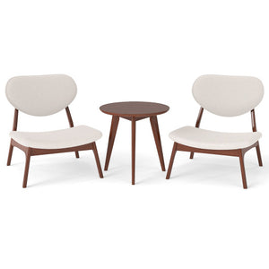 Accent Chairs Set of 2 with Side Table and Solid Wood Frame-Beige