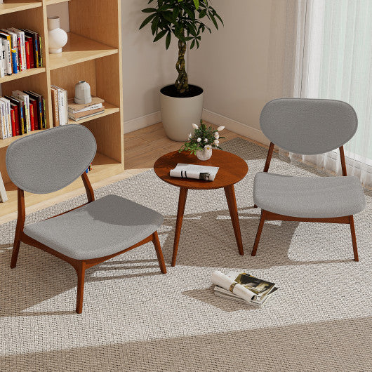 Accent Chairs Set of 2 with Side Table and Solid Wood Frame-Gray