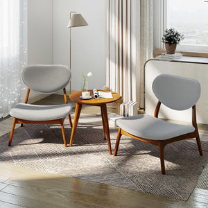 Accent Chairs Set of 2 with Side Table and Solid Wood Frame-Gray