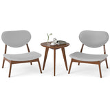 Accent Chairs Set of 2 with Side Table and Solid Wood Frame-Gray