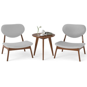 Accent Chairs Set of 2 with Side Table and Solid Wood Frame-Gray